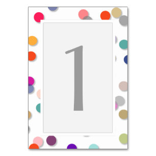 Anpassbare Polka Dot Confetti Tischnummer Card
