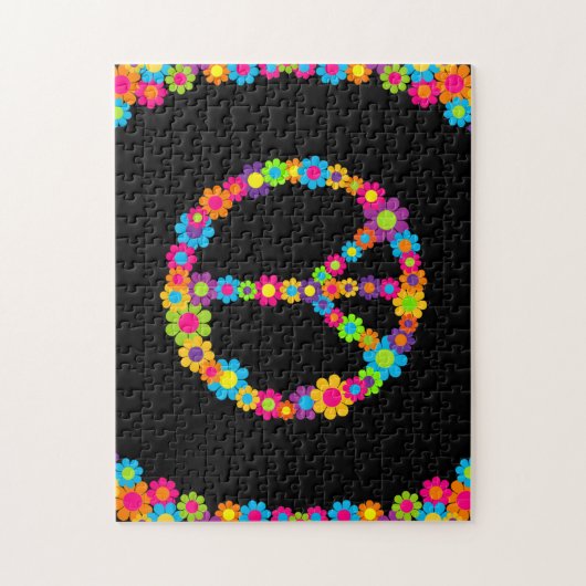 Anpassbare Pop Blume Power Frieden Puzzle (Vertikal)