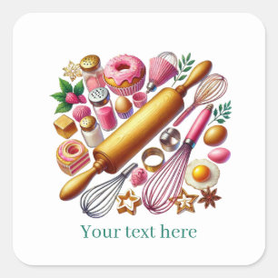 Anpassbare Produkte von Cute Bakery Quadratischer Aufkleber