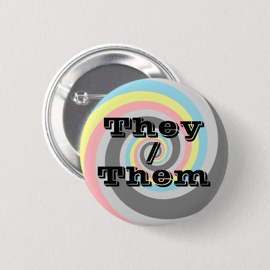 Anpassbare Pronomen-Spiral-Demiflux-Pride-Flagge  Button (Vorne & Hinten)