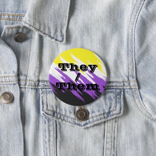 Anpassbare Pronomen-Zickzack-Flagge für nichtbinär Button (Beispiel)