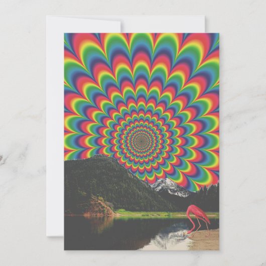 Anpassbare Psychedelic Flamingo Collage Nature Feiertagskarte (Vorderseite)