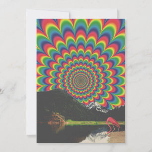 Anpassbare psychedelische Flamingo-Collage Natur Feiertagskarte