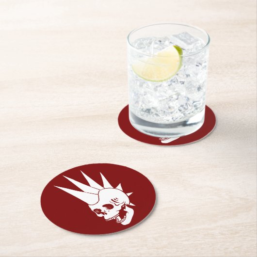 Anpassbare Punk-Skull-Version 2 Runder Pappuntersetzer (Vor Ort)