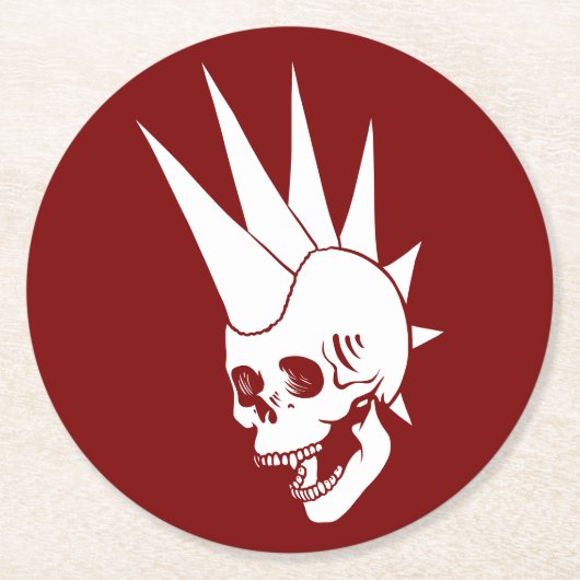 Anpassbare Punk-Skull-Version 2 Runder Pappuntersetzer (Vorderseite)