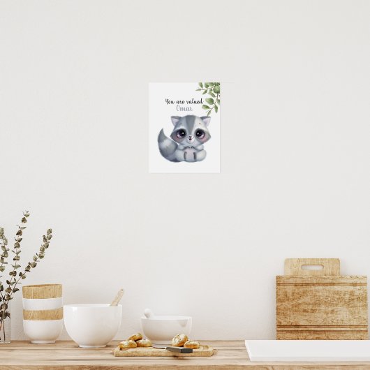 Anpassbare Raccoon-Affirmations Poster (Küche)