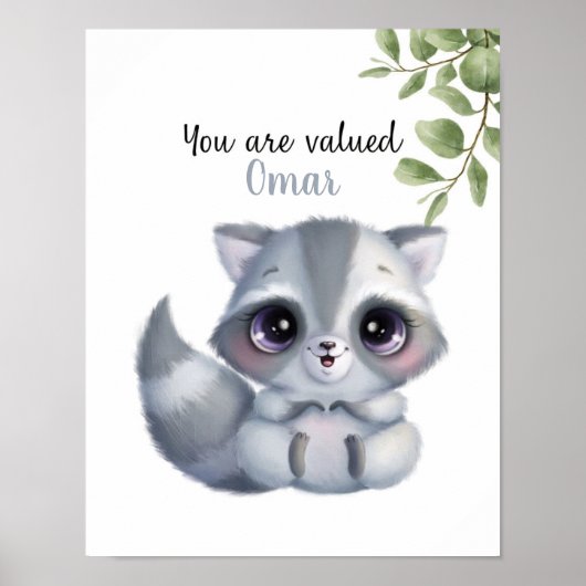 Anpassbare Raccoon-Affirmations Poster (Vorne)