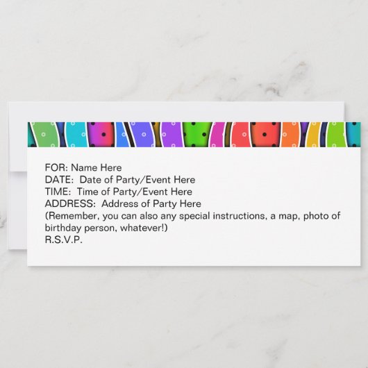 Anpassbare RAINBOW-STRIPEN-PARTY EINLADUNG (Rückseite)
