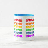Anpassbare Rainbow-Wiederholungstext-Tasse Tasse (Zentrum)