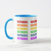 Anpassbare Rainbow-Wiederholungstext-Tasse Tasse (Links)