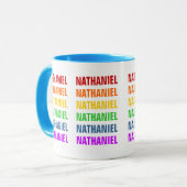 Anpassbare Rainbow-Wiederholungstext-Tasse Tasse (Vorderseite Links)