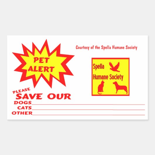 Anpassbare Rectangle Emergency Pet Alert Rechteckiger Aufkleber (Vorderseite)