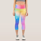 Anpassbare Regenbogen-Hochtaillen-Capris Capri Leggings (Vorderseite)