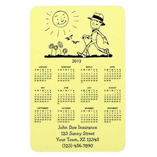 Anpassbare Retro Business Man 2013 Kalender Magnet (Vertikal)