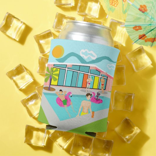 Anpassbare Retro Gay Pink Flamingo Pool Party Dosenkühler (In Situ Sommer)