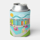 Anpassbare Retro Gay Pink Flamingo Pool Party Dosenkühler (Kanne Vorderseite)