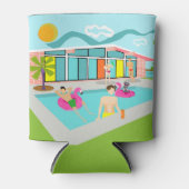 Anpassbare Retro Gay Pink Flamingo Pool Party Dosenkühler (Vorderseite)