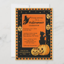 Anpassbare Retro Halloween-Einladung