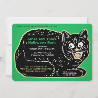 Anpassbare Retro-Halloween-Katze Einladung