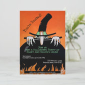 Anpassbare Retro Hexeneinladung Einladung (Stehend Vorderseite)