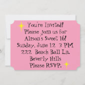 Anpassbare Retro in rosa Einladung (Rückseite)