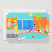 Anpassbare Retro-Pool-Party Einladung (Vorderseite)