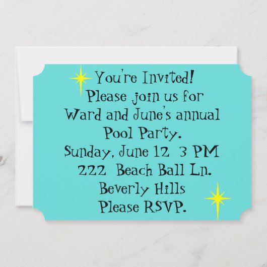 Anpassbare Retro-Pool-Party Einladung (Rückseite)