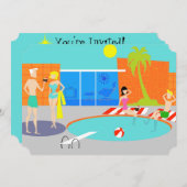 Anpassbare Retro-Pool-Party Einladung (Vorne/Hinten)