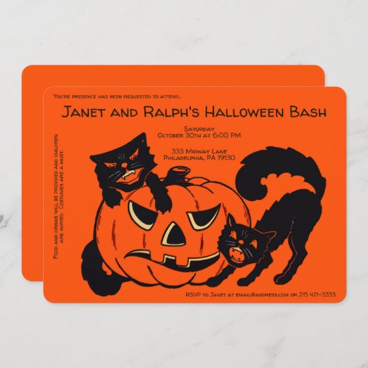 Anpassbare Retroverzierung Einladung (Vorne/Hinten)