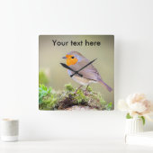 Anpassbare Robin-Uhr fügt Ihren eigenen Text hinzu Quadratische Wanduhr (Zuhause)