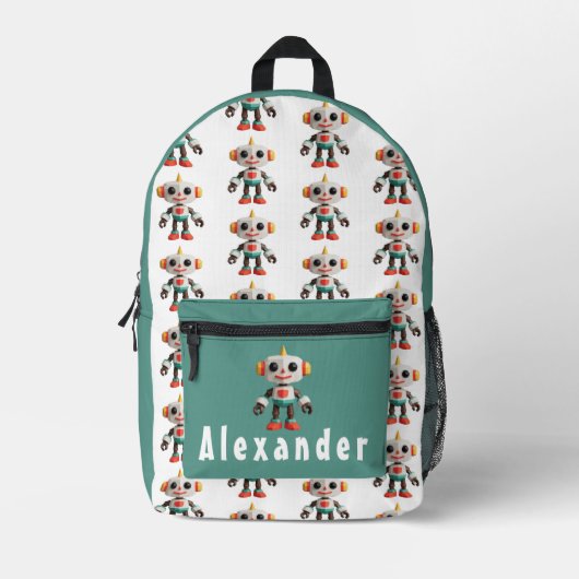 Anpassbare Roboter-Kinder Bedruckter Rucksack (Vorderseite)