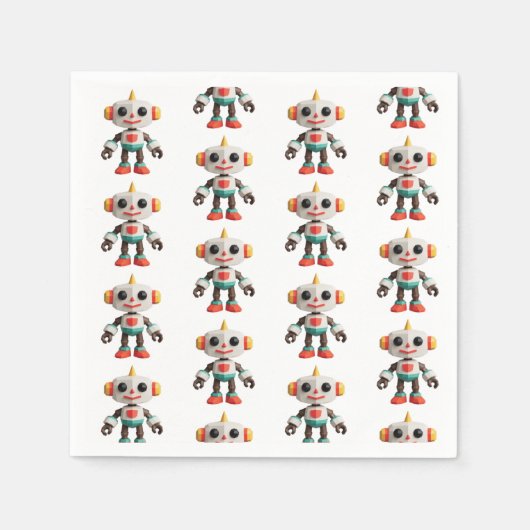 Anpassbare Roboter-Kinder Serviette (Vorderseite)