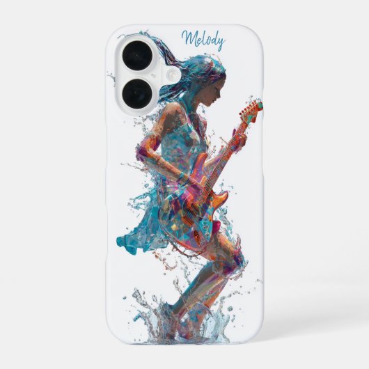 Anpassbare Rock’n Roll Frau – Gitarrenkunst iPhone 16 Hülle (Rückseite)
