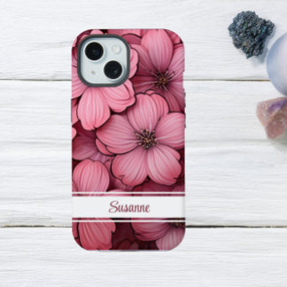 Anpassbare rosa Blüten Blumen iPhone 15 Hülle