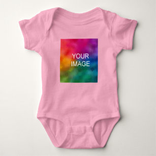 Anpassbare rosa Farbvorlage Hinzufügen eines Fotos Baby Strampler