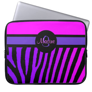 Anpassbare, rosa, lila Zebra-Notebookhülle Laptopschutzhülle