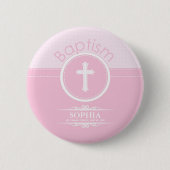 Anpassbare, rosa Mädchenkind Gottes Taufe Button (Vorderseite)