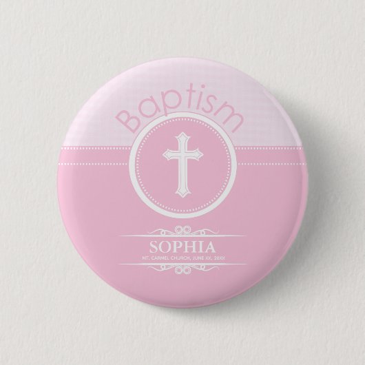 Anpassbare, rosa Mädchenkind Gottes Taufe Button (Vorderseite)