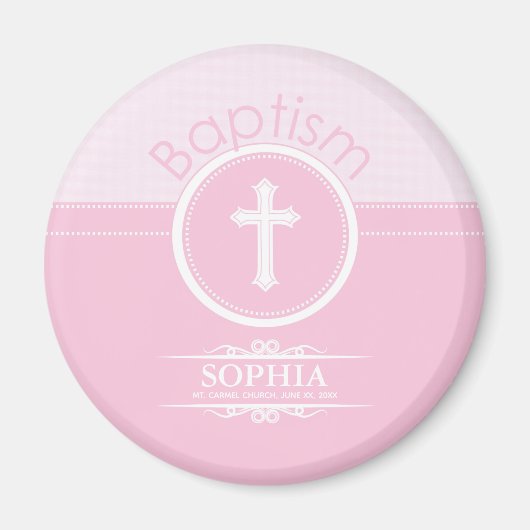 Anpassbare, rosa Mädchenkind Gottes Taufe Magnet (Vorne)