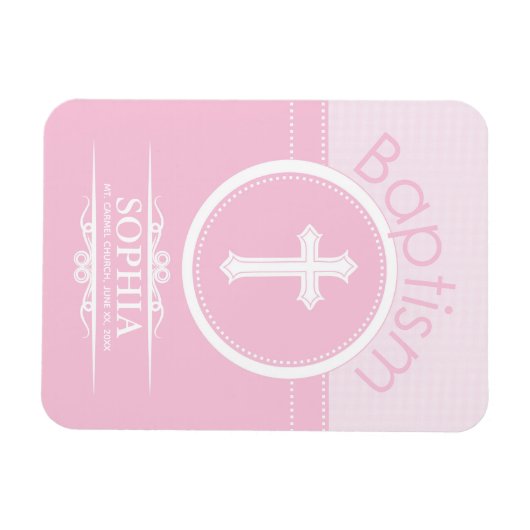 Anpassbare, rosa Mädchenkind Gottes Taufe Magnet (Horizontal)