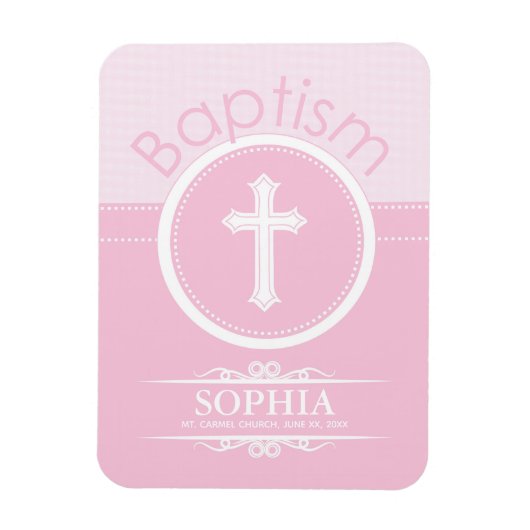 Anpassbare, rosa Mädchenkind Gottes Taufe Magnet (Vertikal)