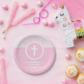Anpassbare, rosa Mädchenkind Gottes Taufe Pappteller (Party)