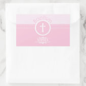 Anpassbare, rosa Mädchenkind Gottes Taufe Rechteckiger Aufkleber (Tasche)