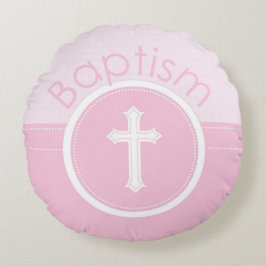 Anpassbare, rosa Mädchenkind Gottes Taufe Rundes Kissen