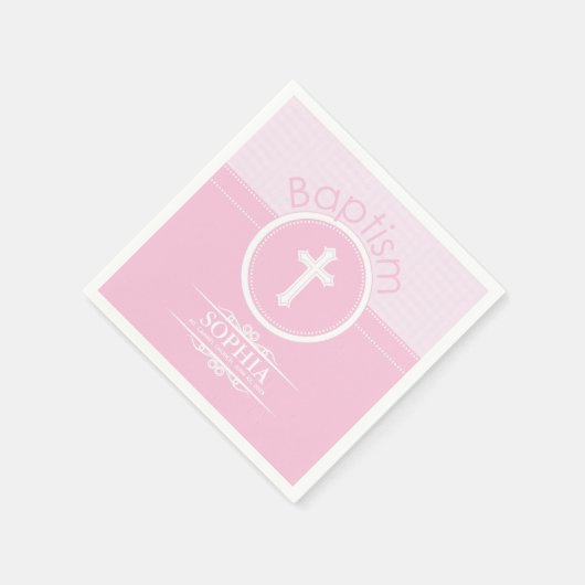 Anpassbare, rosa Mädchenkind Gottes Taufe Serviette (Ecke)