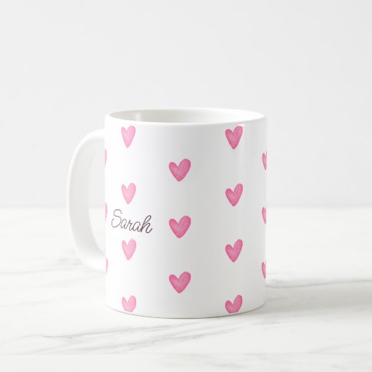 Anpassbare rosa Wasserfarbenkeile Kaffeetasse (Vorderseite Links)