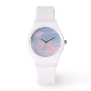 Anpassbare rosa Wolken Armbanduhr