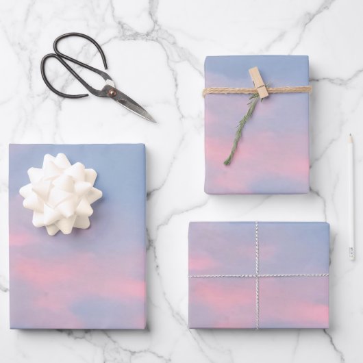 Anpassbare rosa Wolken Geschenkpapier Set (Vorderseite)