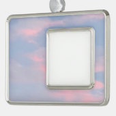 Anpassbare rosa Wolken Rahmen-Ornament Silber (Links)