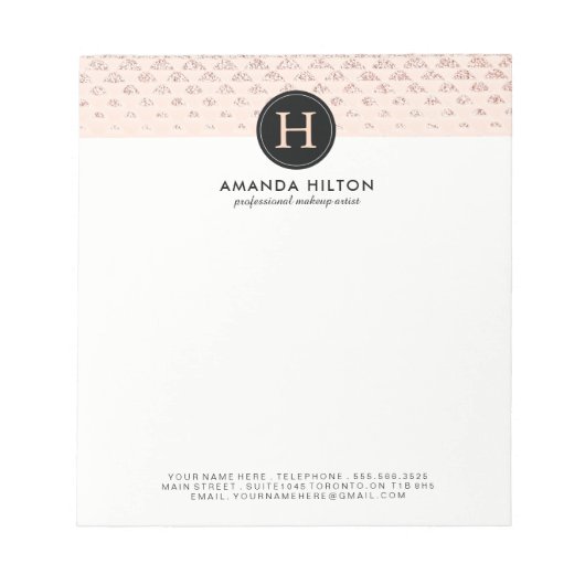 Anpassbare Rose Gold Glitzer Note Pad Notizblock (Vorderseite)